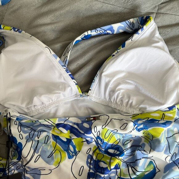 Tommy Hilfiger Swim Tankini Womens Sz s SMALL Blue Green Plant Pattern Halter - Picture 7 of 7